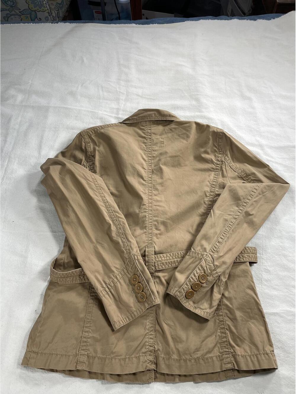 J. Crew Medium trench style utility jacket 4 pocket 5 button front belted short - Picture 2 of 6